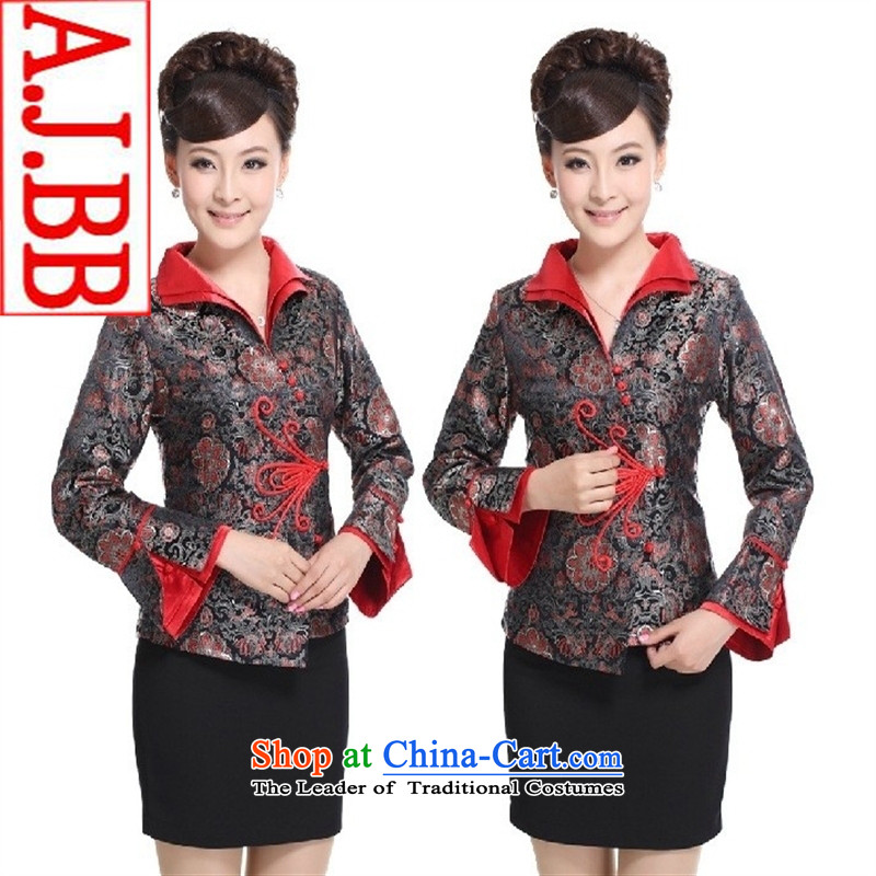 The Secretary for Health related shops * Hotels Reception Courtesy in autumn and winter clothing restaurant teahouse arts Tang long-sleeved black and red pomegranate (T-shirt) L,A.J.BB,,, shopping on the Internet