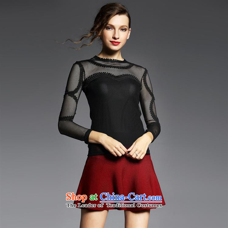 Hami 2015 autumn and winter new larger female stitching Mesh Sau San engraving round-neck collar long-sleeved shirt female YN11022 forming the white M picture, prices, brand platters! The elections are supplied in the national character of distribution, so action, buy now enjoy more preferential! As soon as possible.