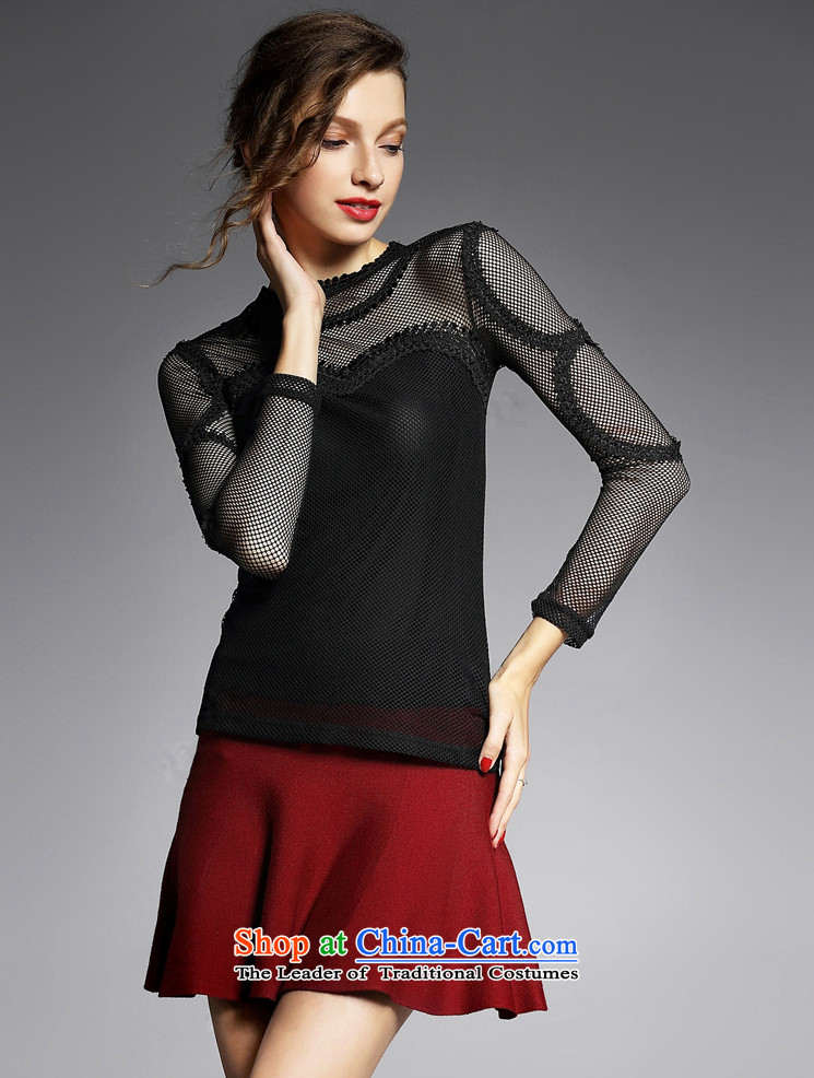 Hami 2015 autumn and winter new larger female stitching Mesh Sau San engraving round-neck collar long-sleeved shirt female YN11022 forming the white M picture, prices, brand platters! The elections are supplied in the national character of distribution, so action, buy now enjoy more preferential! As soon as possible.