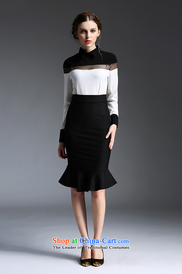 And involved shops new) Autumn *2015 fluoroscopy gauze black and white long-sleeved shirt + collision crowsfoot package and upper body skirt two kits skirt picture color S picture, prices, brand platters! The elections are supplied in the national character of distribution, so action, buy now enjoy more preferential! As soon as possible.