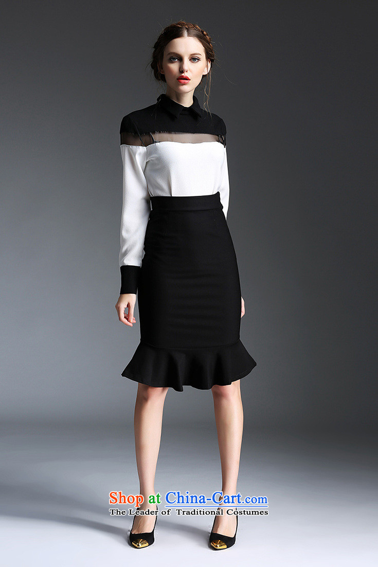 And involved shops new) Autumn *2015 fluoroscopy gauze black and white long-sleeved shirt + collision crowsfoot package and upper body skirt two kits skirt picture color S picture, prices, brand platters! The elections are supplied in the national character of distribution, so action, buy now enjoy more preferential! As soon as possible.