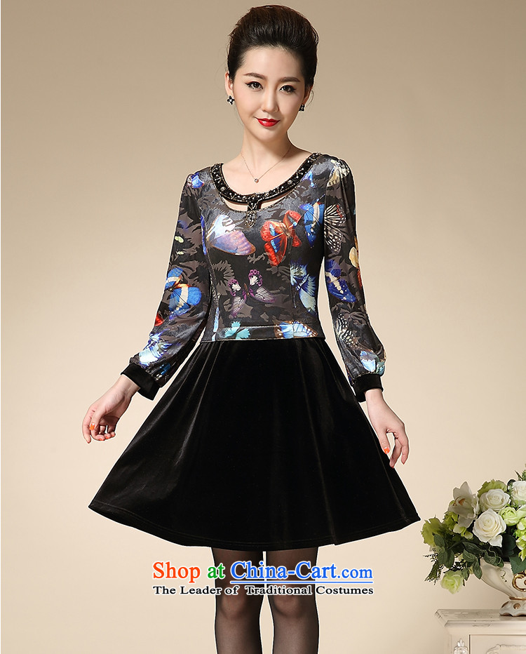 And involved the autumn new clothes shops *2015 Sau San Kim large scouring pads in the number of older women's mother boxed long-sleeved dresses female black XL Photo, prices, brand platters! The elections are supplied in the national character of distribution, so action, buy now enjoy more preferential! As soon as possible.