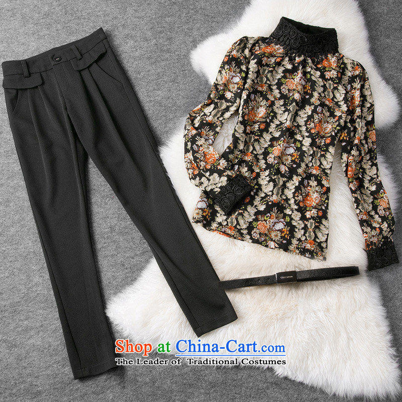 And involved with the fall of boutiques *2015 Peacock petals lace collar long-sleeved stylish two kits Pants color picture XL,A.J.BB,,, FZL-5016 female shopping on the Internet