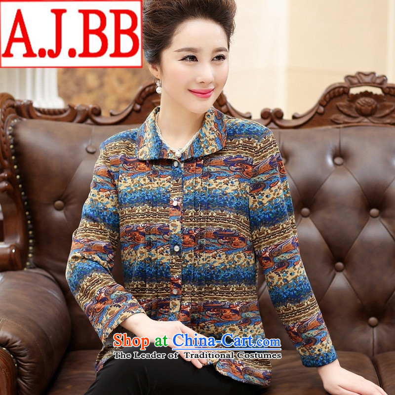 The Secretary for Health related shops * floral retro-fit Women's older autumn NEW SHIRT female middle-aged moms large long-sleeved blue XL,A.J.BB,,, shopping on the Internet