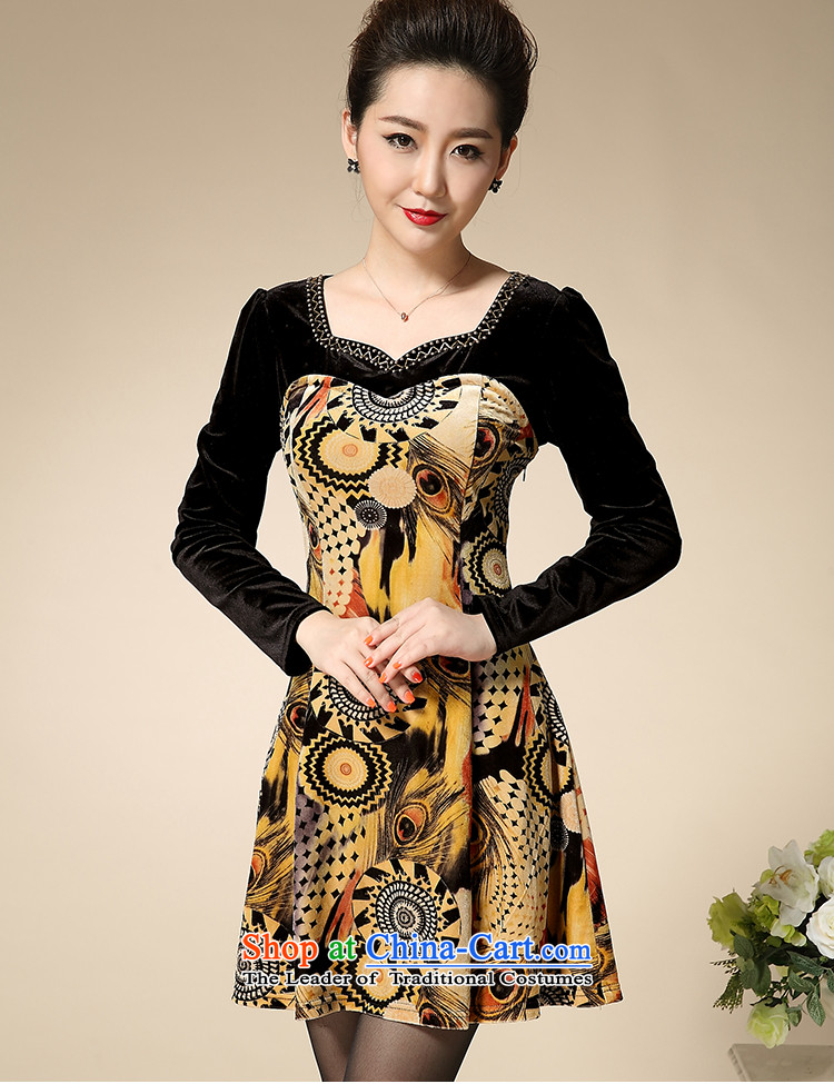And involved the autumn *2015 shops Kim scouring pads stamp V-Neck Diamond Sau San installed XL middle-aged moms long-sleeved dresses yellow L picture, prices, brand platters! The elections are supplied in the national character of distribution, so action, buy now enjoy more preferential! As soon as possible.