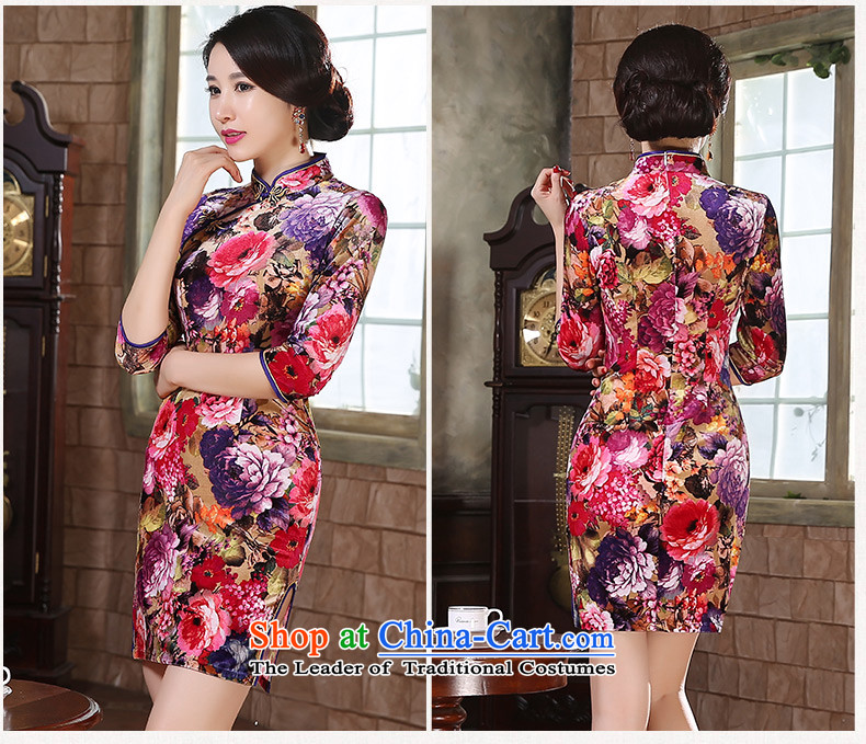 The autumn 2015 Hong Kong improved 歆 qipao fall inside the new seven-sleeved Ms. qipao in Sau San long antique style qipao skirt ZA9808 picture color L photo, prices, brand platters! The elections are supplied in the national character of distribution, so action, buy now enjoy more preferential! As soon as possible.
