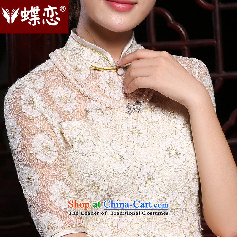 Butterfly Lovers autumn 2015 New Stylish retro short-sleeved daily short of Sau San lace cheongsam dress figure XXL, Butterfly Lovers , , , shopping on the Internet