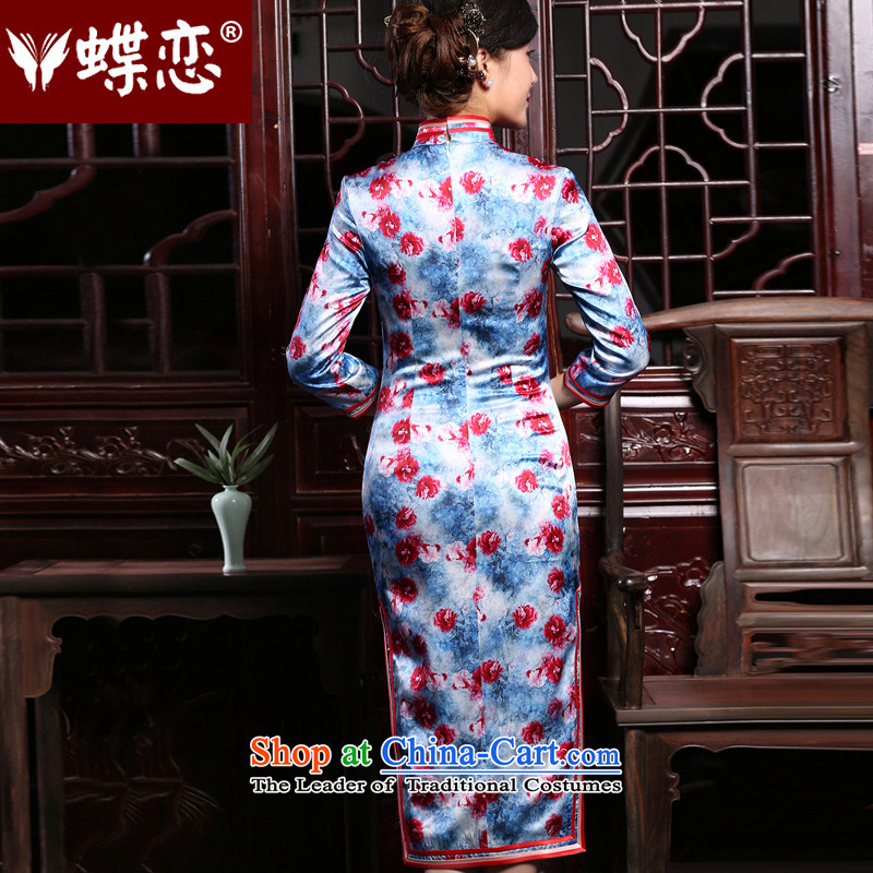 The Butterfly Lovers 2015 autumn and winter new retro Sau San Video Silk Cheongsam, slender in long-sleeved herbs extract qipao figure XL, Butterfly Lovers , , , shopping on the Internet