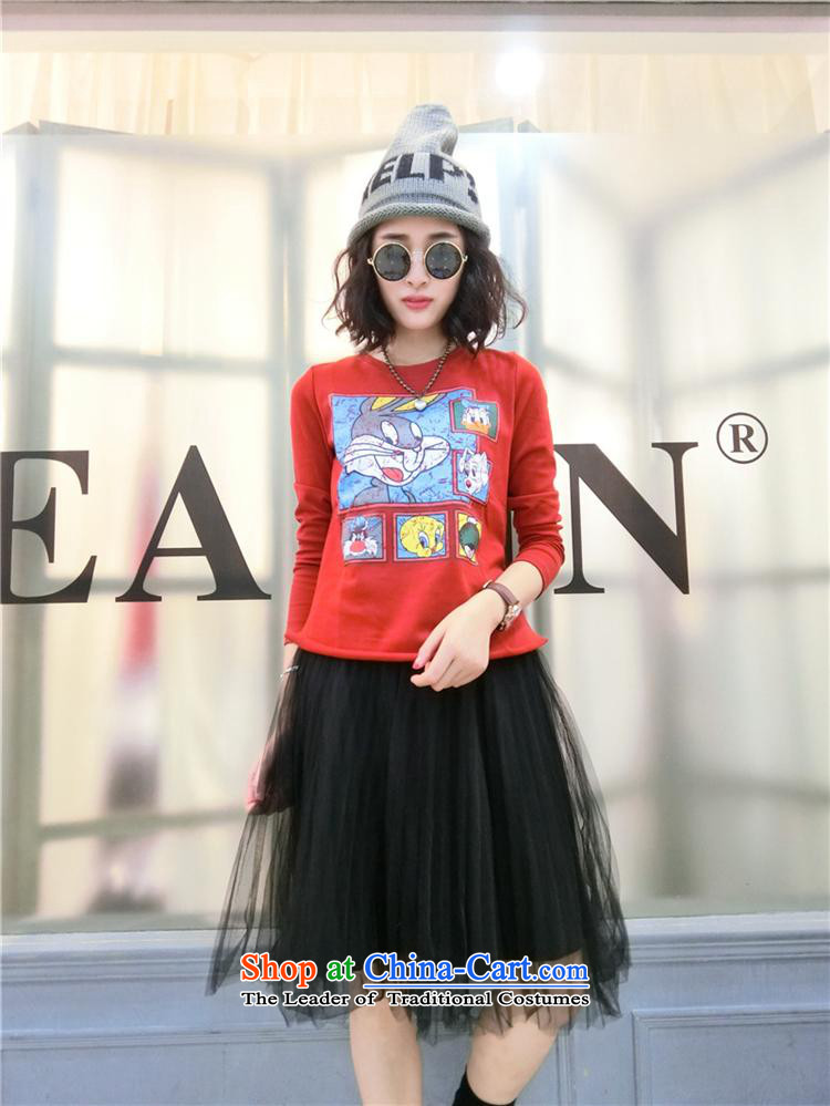 Ya-ting shop 2015 autumn and winter female Korean version of the new card T-shirt with round collar forming the Netherlands to Sau San long-sleeved T-shirt pure cotton red are code picture, prices, brand platters! The elections are supplied in the national character of distribution, so action, buy now enjoy more preferential! As soon as possible.