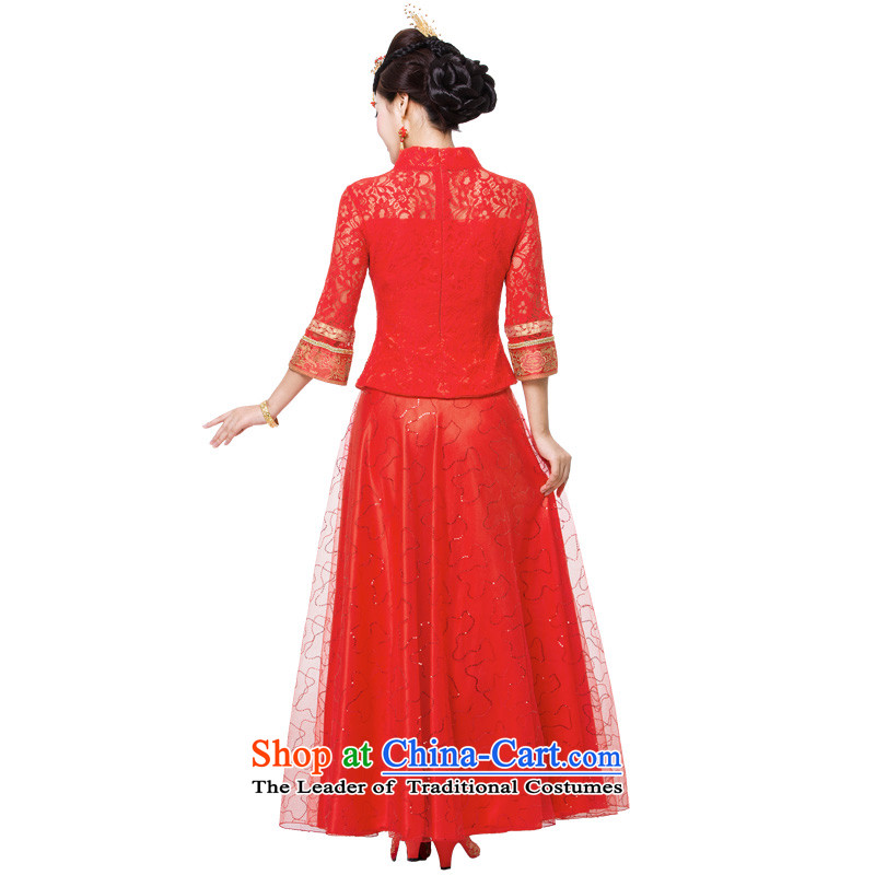 Stephen Yat dream woven skirts improvement services qipao bows bride wedding dress long autumn 2015 new lace Sau San video thin retro chinese women serving the lift mast red S, Yat Leung dream woven shopping on the Internet has been pressed.