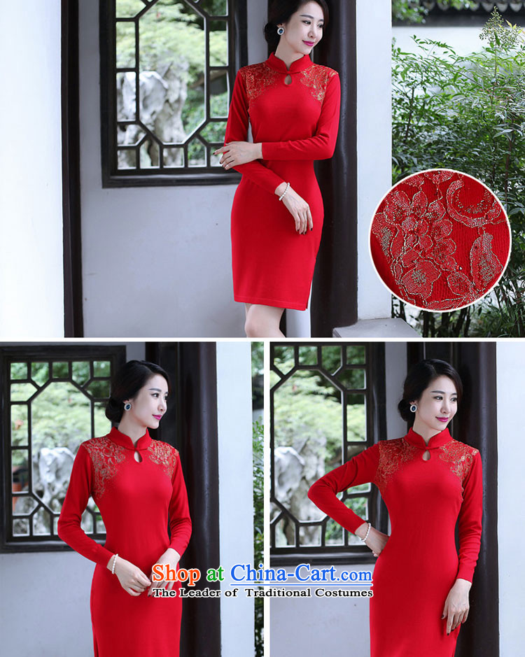 2015 Autumn and winter cheongsam dress the new bride woolen knitted improved long-sleeved short of stylish Ms. Sau San dresses red XL Photo, prices, brand platters! The elections are supplied in the national character of distribution, so action, buy now enjoy more preferential! As soon as possible.