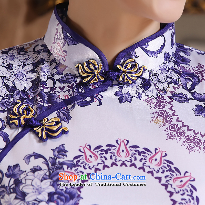 The cheer her purple flowers fall 2015 retro fitted cheongsam dress new daily improved cheongsam dress in long porcelain ZA3G06 QIPAO  2XL, purple cross-SA has been pressed the on-line shopping