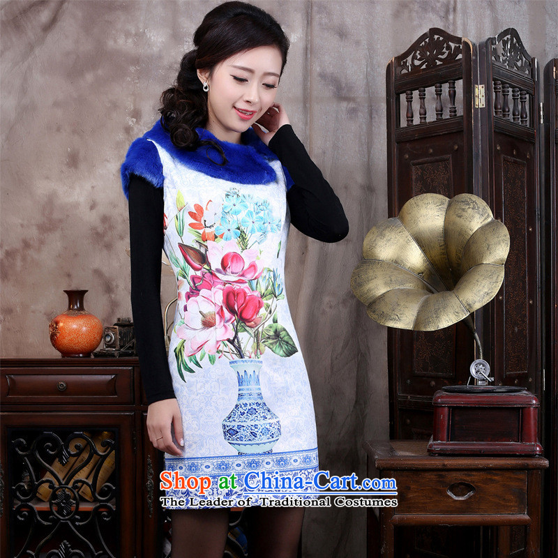 The autumn 2015 hot new stamp retro republic of korea wind jacket dresses qipao Tang dynasty porcelain , M, and involved (rvie.) , , , shopping on the Internet