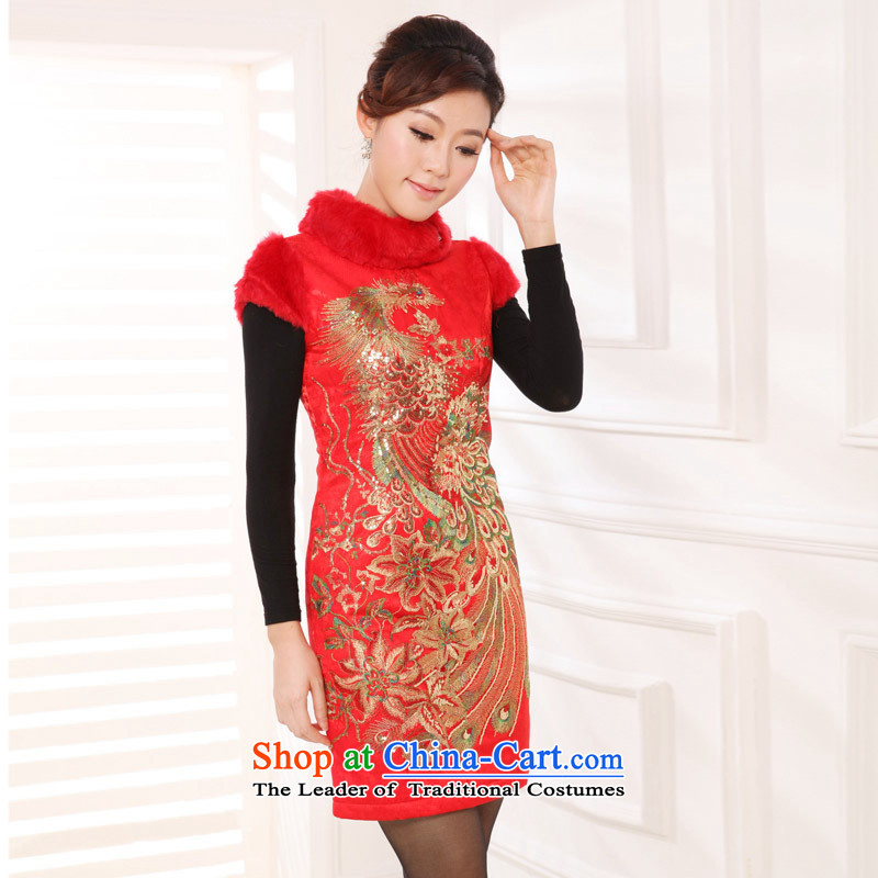 The autumn and winter new embroidery dress round-neck collar package folder cotton improvement shoulder dresses Tang dynasty , and involved black CHEONGSAM (rvie.) , , , shopping on the Internet