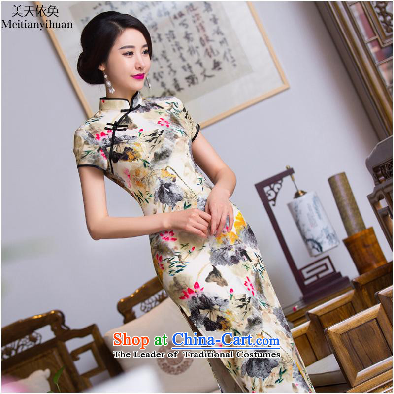 Long qipao ink stamp new cheongsam FZ304 picture color S, the United States in accordance with the property (meitianyihuan days) , , , shopping on the Internet