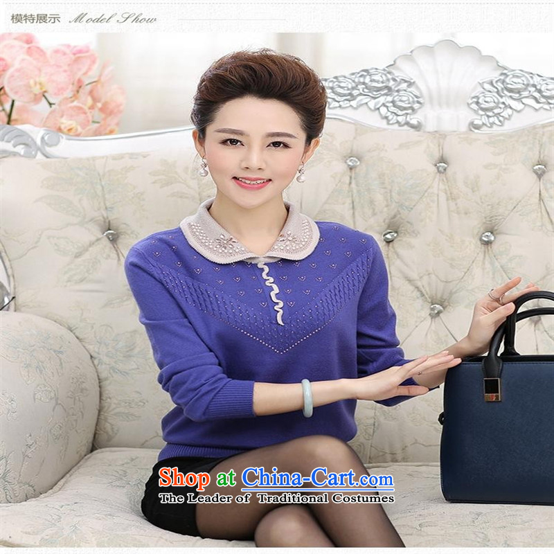 The Secretary for Health concerns of older women clothes shops _ replacing knitted shirts autumn T-shirt lapel thick mother replacing XL 40-50-year-old middle-aged women clothes large red?2XL
