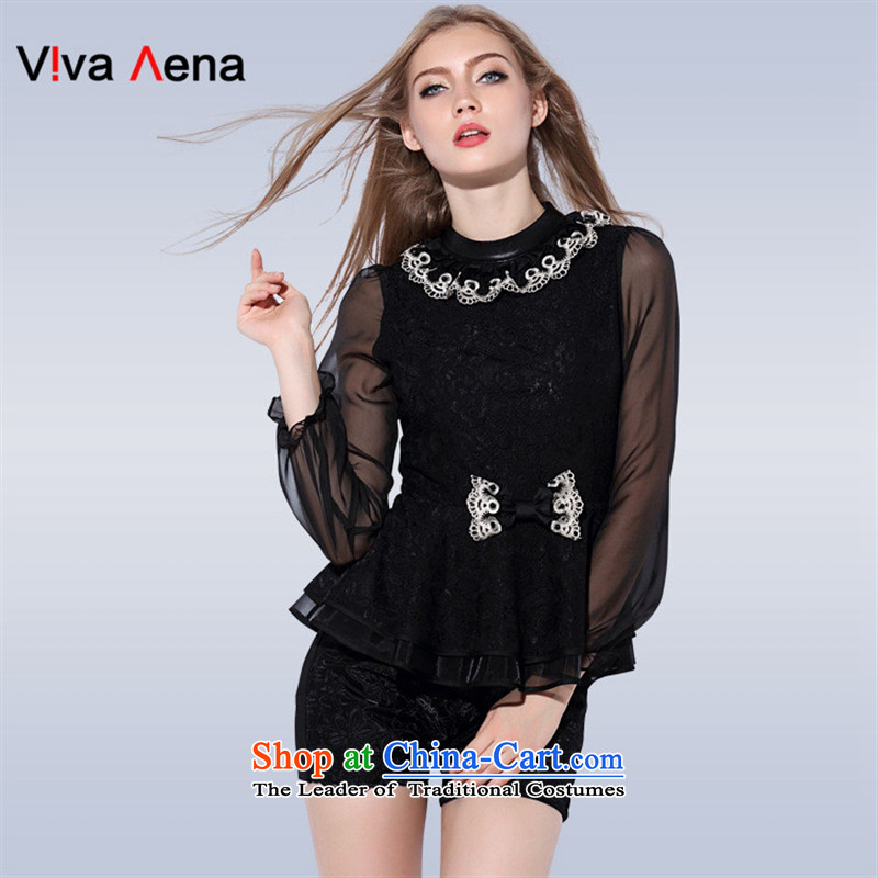 * The European clothing shops involved and at 2015 Women's early autumn new stylish leather wear the spell checker shirt collar female VA87690 black S,A.J.BB,,, shopping on the Internet
