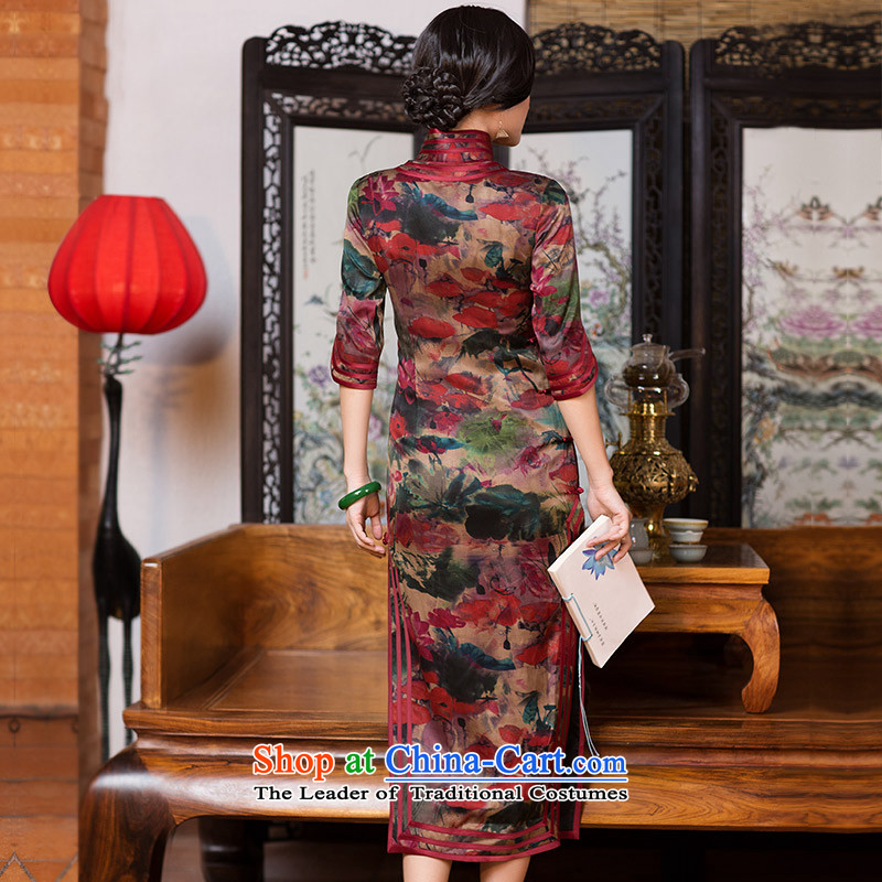 Chinese New Year 2015 classic-chiu of Chinese improved fashion, cuff silk incense cloud yarn cheongsam dress suit M China long-Classic (HUAZUJINGDIAN) , , , shopping on the Internet