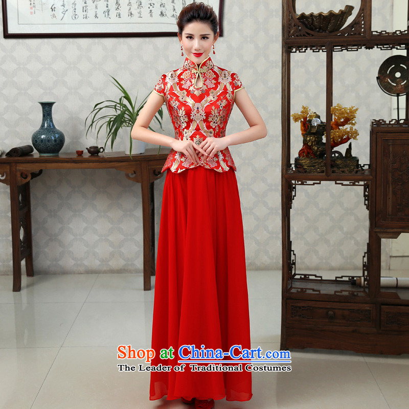 In the friends of autumn and winter Chinese dragon serving toasting champagne dress bride use costume hi-Wedding dress short-sleeved cheongsam dress Marriage Code Red XXL waist size, Yi 2.3 (LANYI) , , , shopping on the Internet
