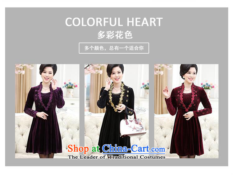 Ya-ting shop 2015 autumn and winter new mother in older women's large long-sleeved ironing drill temperament Sau San Kim velvet wine red XXXXL picture, prices, brand platters! The elections are supplied in the national character of distribution, so action, buy now enjoy more preferential! As soon as possible.