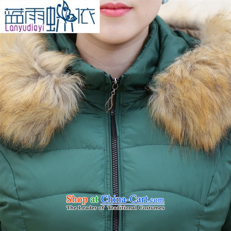 Ya-ting shop in the new 2015 older women for winter coat. Made from mother boxed long cotton robe middle-aged moms female black rain butterfly according to blue XXXXL, shopping on the Internet has been pressed.