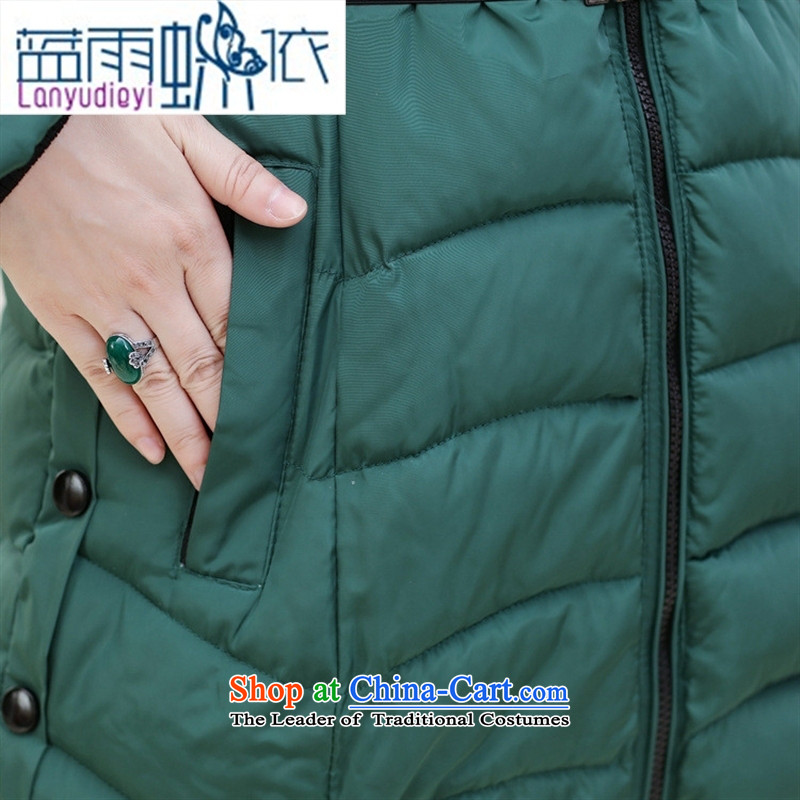 Ya-ting shop in the new 2015 older women for winter coat. Made from mother boxed long cotton robe middle-aged moms female black rain butterfly according to blue XXXXL, shopping on the Internet has been pressed.