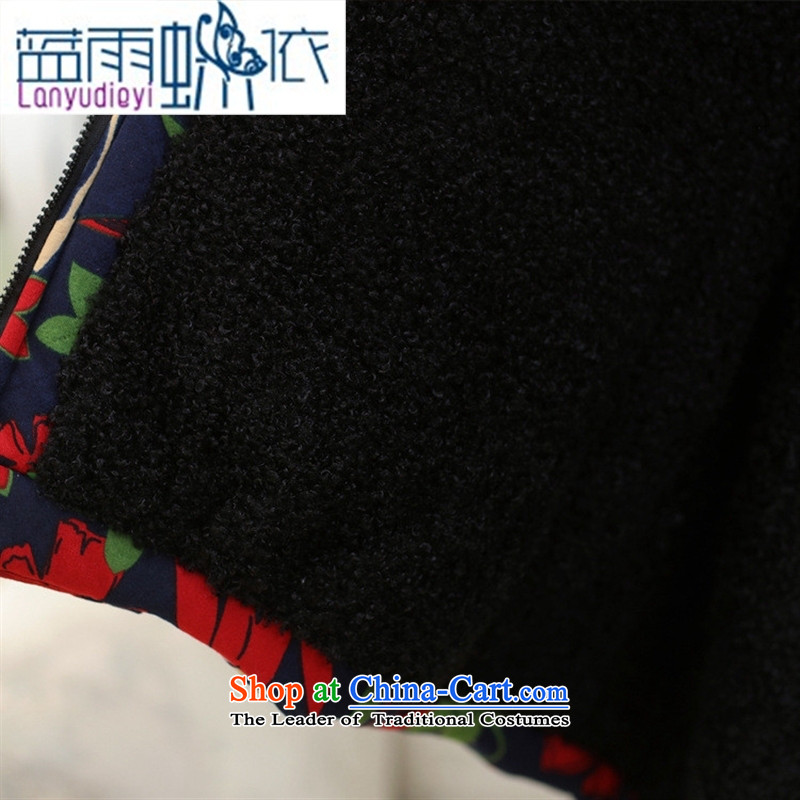 Ya-ting shop in older women in the countrysides long sleek new winter clothing mother coat stamp lint-free cotton coat female blue-thick blue rain butterfly to XXXXL, shopping on the Internet has been pressed.