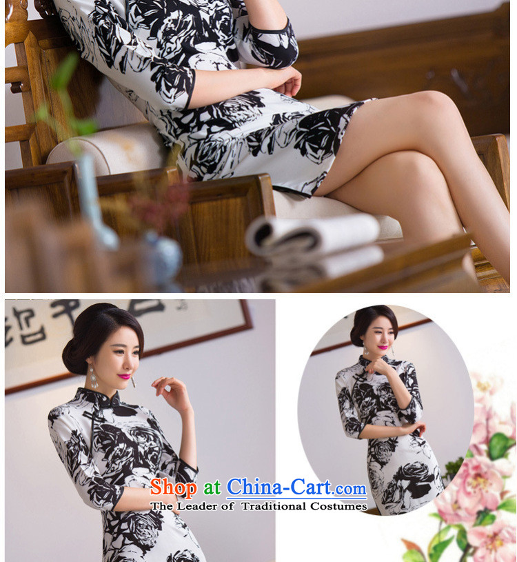 Dan smoke new 2015 Autumn and Winter Female collar 7 cuff ink stamp cheongsam dress improved dresses figure color M brand, prices, picture platters! The elections are supplied in the national character of distribution, so action, buy now enjoy more preferential! As soon as possible.