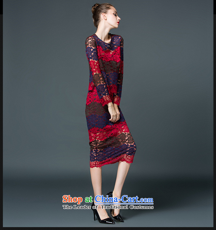 Ms Rebecca Pun stylish shops 2015 European site autumn load new women's power with yang lace stitching engraving knocked stripe in long skirt two kits picture color pictures, prices, XL brand platters! The elections are supplied in the national character of distribution, so action, buy now enjoy more preferential! As soon as possible.