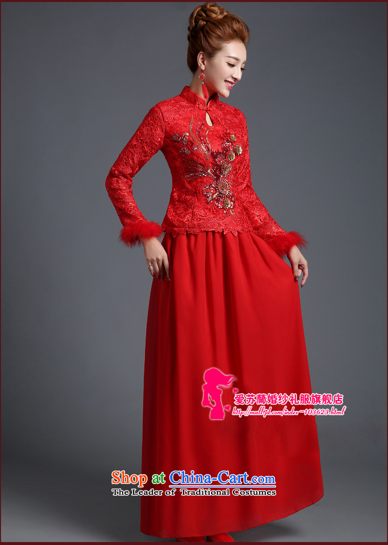 Wedding dresses new winter marriage autumn cheongsam long-sleeved long red bows Service Bridal Fashion chinese red color XXXL made does not allow for pictures, prices, brand platters! The elections are supplied in the national character of distribution, so action, buy now enjoy more preferential! As soon as possible.
