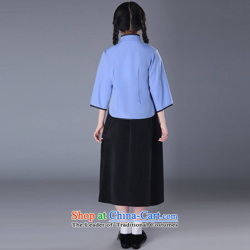 The Republic of Korea, New Syrian time children costume students with wind girls of the Republic of Korea on 4 May Youth Load Miss graduate courses to show graduated quarter year show services clothing light blue long skirt 150CM, time Syrian shopping on