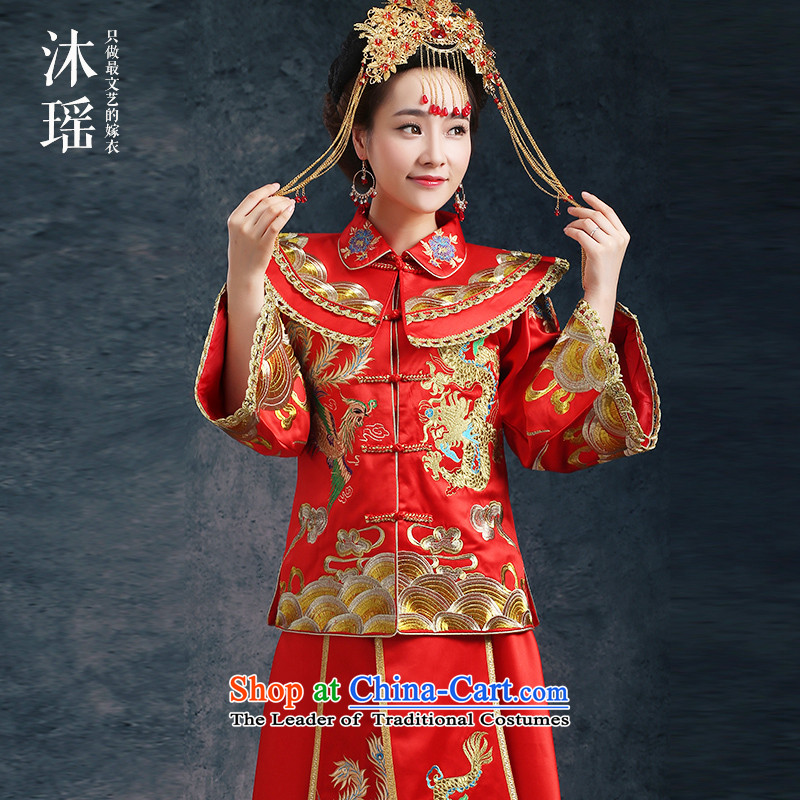 Yoyo Chen Su-wo service bathing in the autumn bridal dresses straight up wedding gown ancient winter pregnant women serving the Dragon Chinese use bows dress-soo and 7 Cuff marriage solemnisation 9 Cuff?L ?chest 100CM