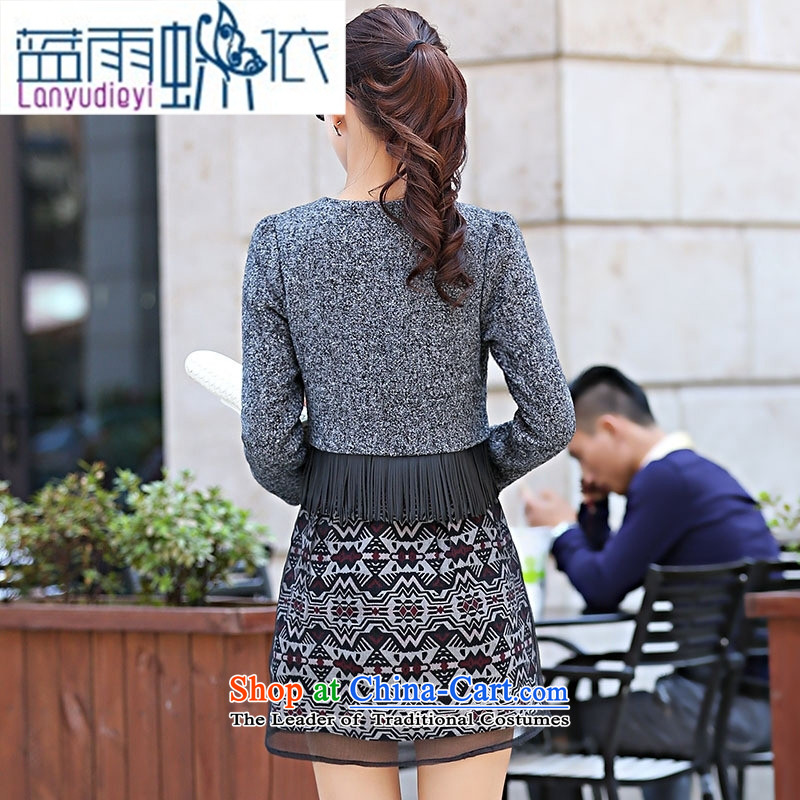 Ya-ting shop 2015 winter clothing new products Korean female elegant dress with two kits BSYG6167 lung picture color blue rain butterfly to XL, , , , shopping on the Internet