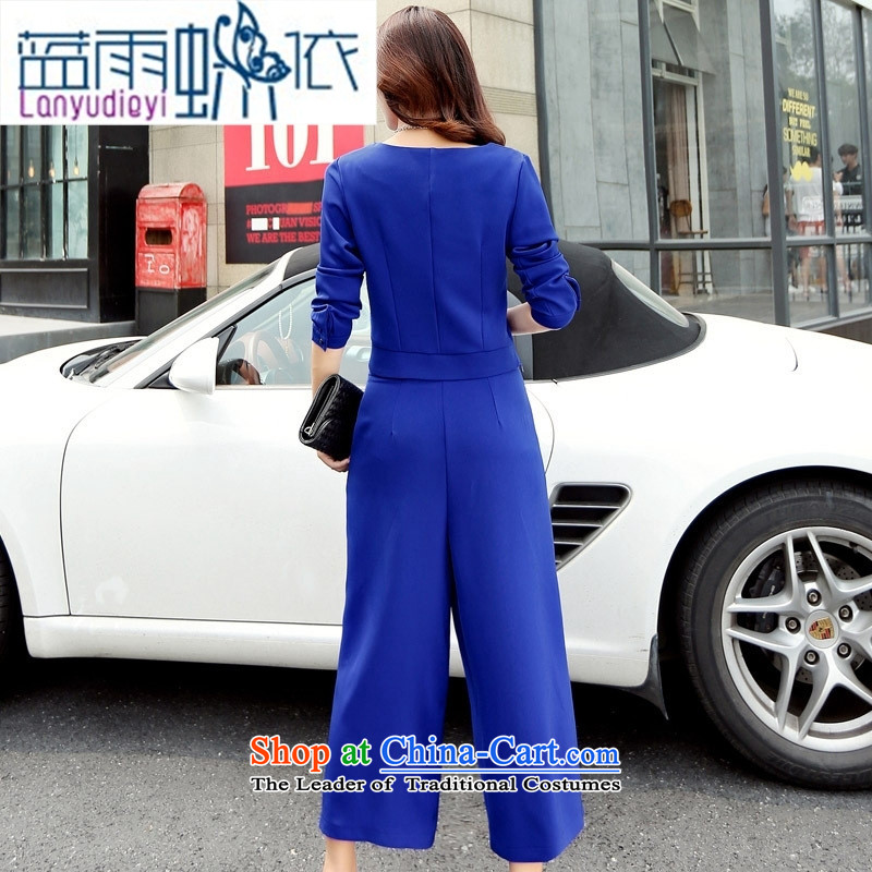 Ya-ting shop 2015 new products fall Korean female decorated trousers with two-piece with Hang Lung BYBE102 chestnut horses M Blue rain butterfly according to , , , shopping on the Internet