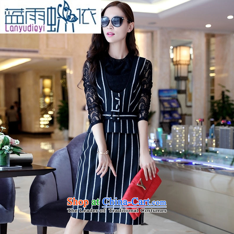 Ya-ting shop 2015 winter clothing new products Korean female elegant dresses two kits BSYG6177 black , L, blue rain butterfly according to , , , shopping on the Internet