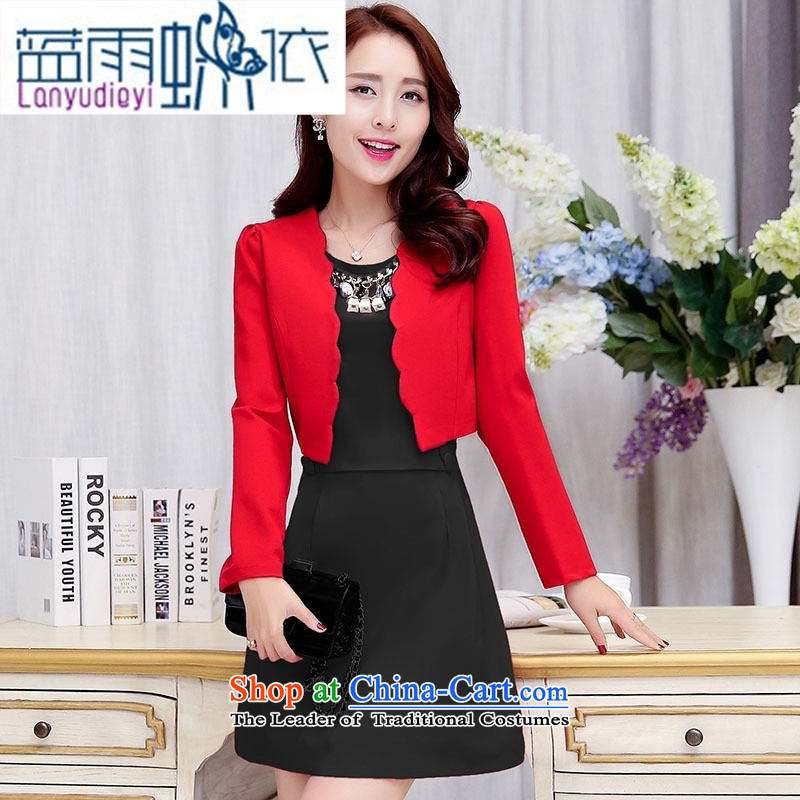 Ya-ting shop 2015 Fall/Winter Collections of new products Korean women's dresses BAMS9038 two kits with necklaces black M Blue rain butterfly according to , , , shopping on the Internet