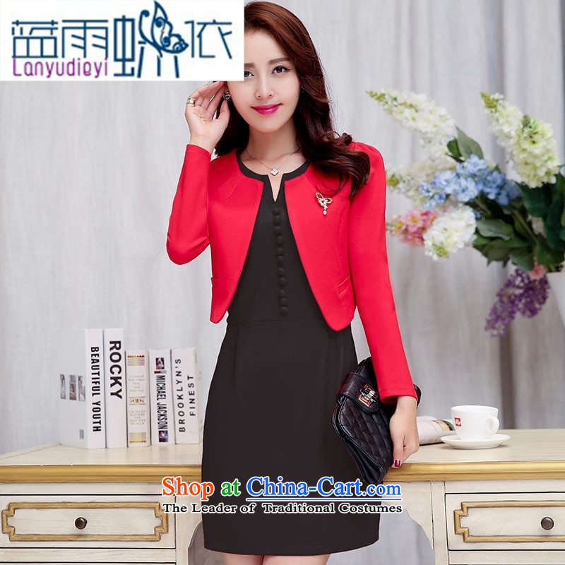 Ya-ting shop 2015 Fall/Winter Collections of new products Korean women's dresses two kits BAMS9036 dragon red and black rain butterfly according to blue XXL, shopping on the Internet has been pressed.