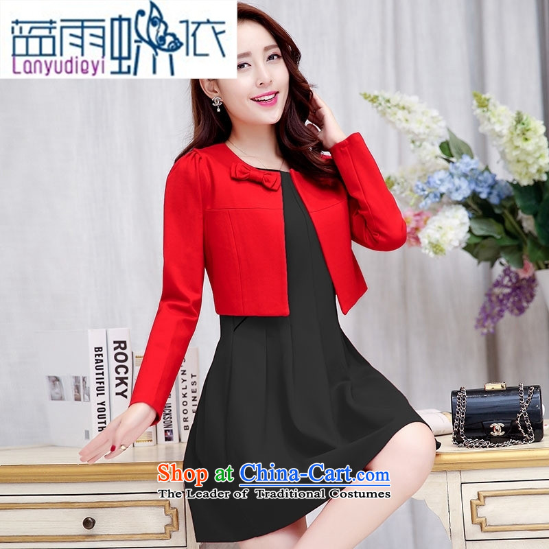 Ya-ting shop 2015 Fall/Winter Collections of new products Korean women's dresses two kits BAMS9033 XXL, black rain butterfly according to blue , , , shopping on the Internet