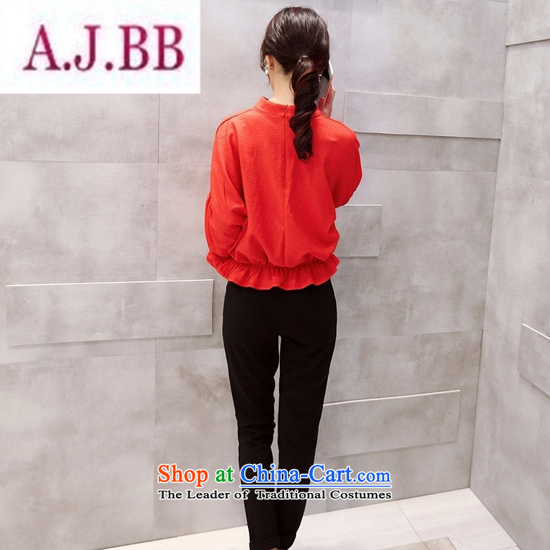 Ms Rebecca Pun stylish shops 2015 Fall/Winter Collections of new products Korean ladies' pants with two-piece BXMTZ9952 Longda Red + Black M,A.J.BB,,, shopping on the Internet