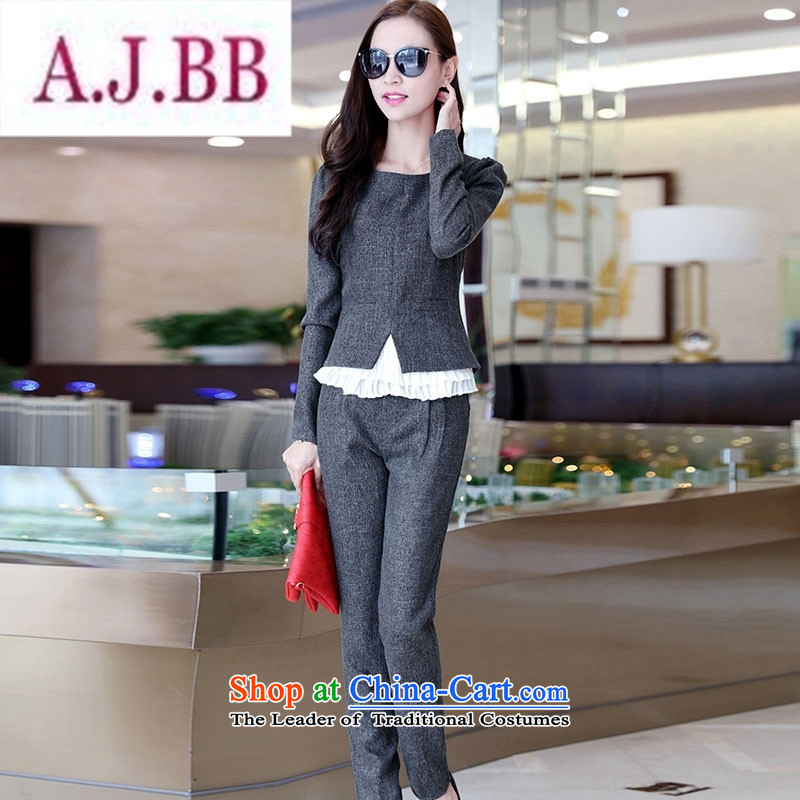 Ms Rebecca Pun stylish shops 2015 winter clothing new products Korean female decorated trousers with two-piece BSYG6176 dragon gray L,A.J.BB,,, shopping on the Internet
