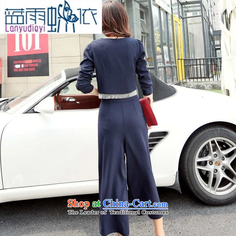 Ya-ting shop 2015 new products fall Korean female graphics thin pants BYBE103 two kits with Hang Lung navy blue rain butterfly to XL, , , , shopping on the Internet