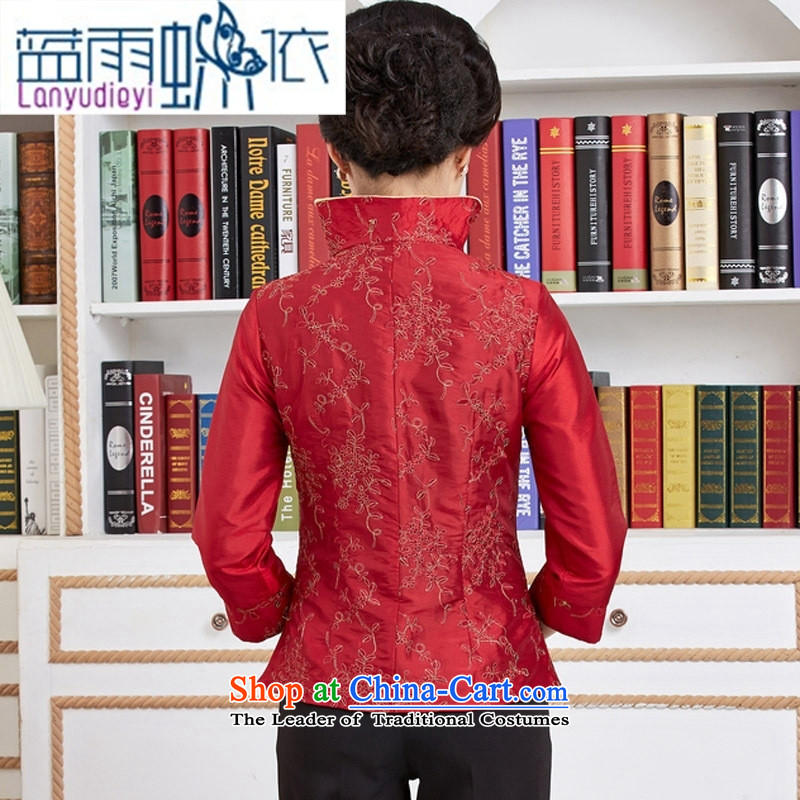 Ya-ting Tang dynasty shop in T-shirt embroidered female older women's wedding MOM pack Chinese girl who decorated in improved XXXXL, red blue rain coat according to Butterfly Shopping on the Internet has been pressed.