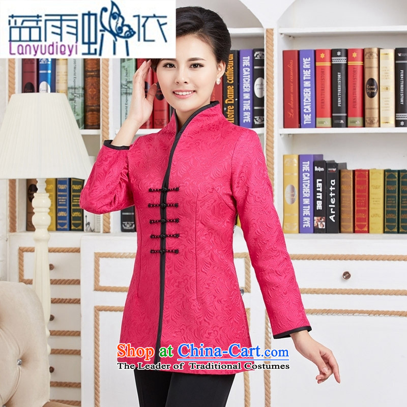 Ya-ting shop in Tang Dynasty windbreaker long spring and autumn in older women's clothes with her mother Chinese improved jacket red , L, blue rain butterfly according to , , , shopping on the Internet