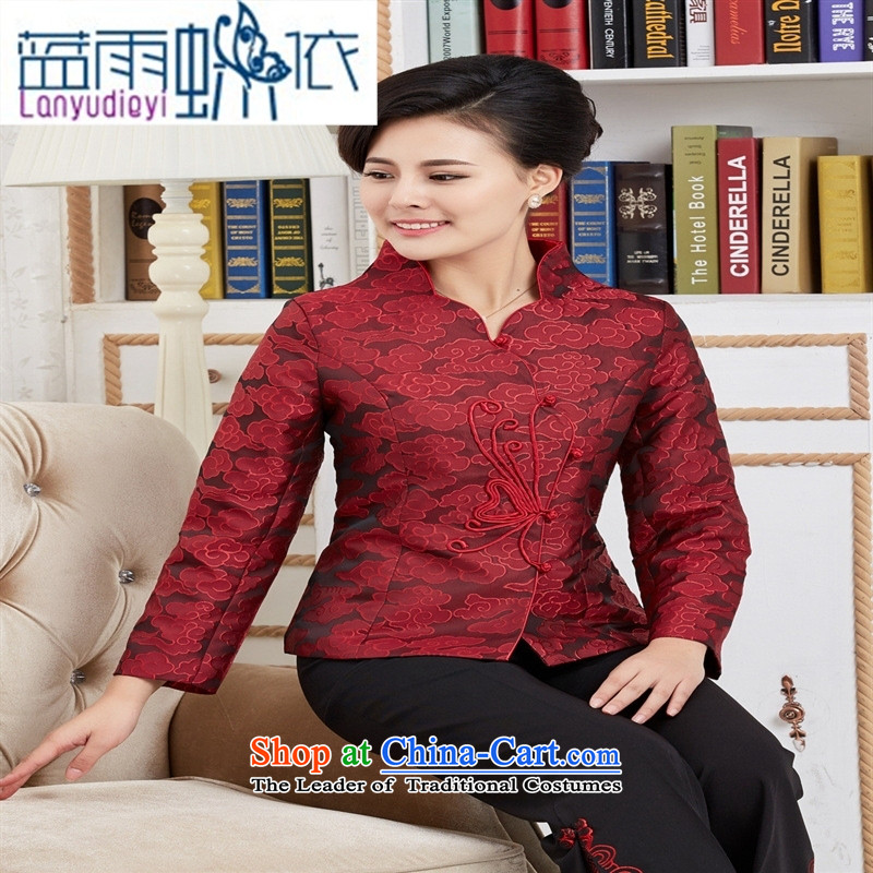 Ya-ting Tang dynasty new shops, Choo blouses national wind long-sleeved mother in older women clothes red jacket embroidered XXL, blue rain butterfly according to , , , shopping on the Internet