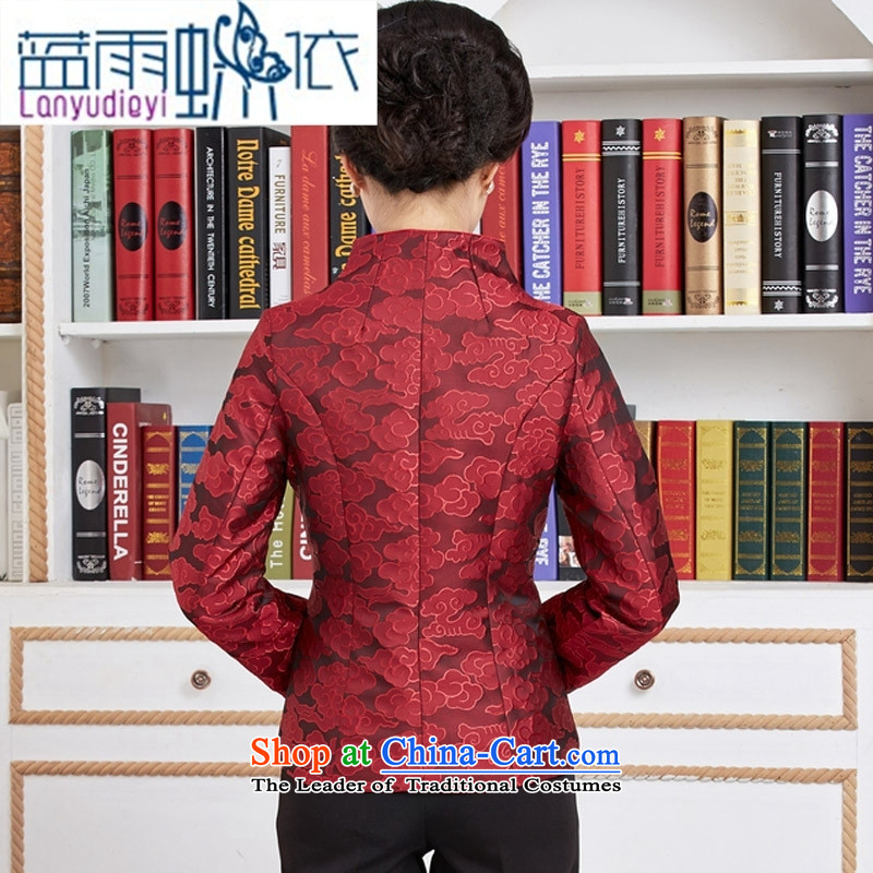 Ya-ting Tang dynasty new shops, Choo blouses national wind long-sleeved mother in older women clothes red jacket embroidered XXL, blue rain butterfly according to , , , shopping on the Internet