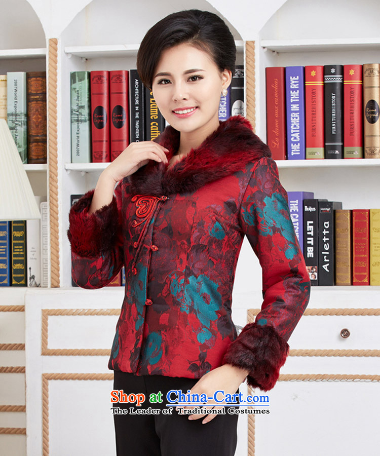Shop 2015 cotton-Ya-ting female short) Emulation mink collar autumn and winter clothes for older robe low female red jacket XXL picture, prices, brand platters! The elections are supplied in the national character of distribution, so action, buy now enjoy more preferential! As soon as possible.