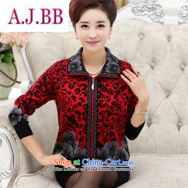 Ms Rebecca Pun stylish shops in the autumn of older women wear jackets knitwear cardigan middle-aged women aged 40-50 T-shirt with older persons in the mother red L,A.J.BB,,, shopping on the Internet