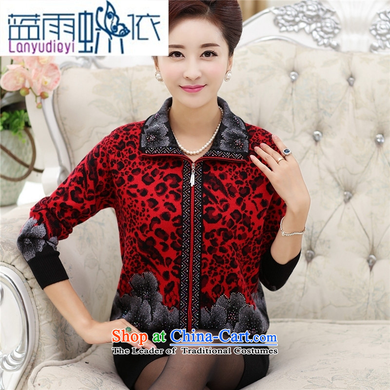 Ya-ting shop in older women's autumn jackets knitwear cardigan middle-aged women aged 40-50 T-shirt with older persons in the mother red , L, blue rain butterfly according to , , , shopping on the Internet