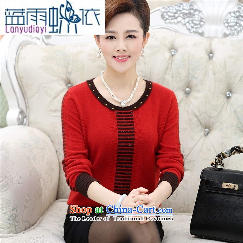 Ya-ting shop in older women wear loose large long-sleeved middle-aged women Knitted Shirt with load autumn tiao mother fleece clothing knitwear Yellow XL, blue rain butterfly according to , , , shopping on the Internet