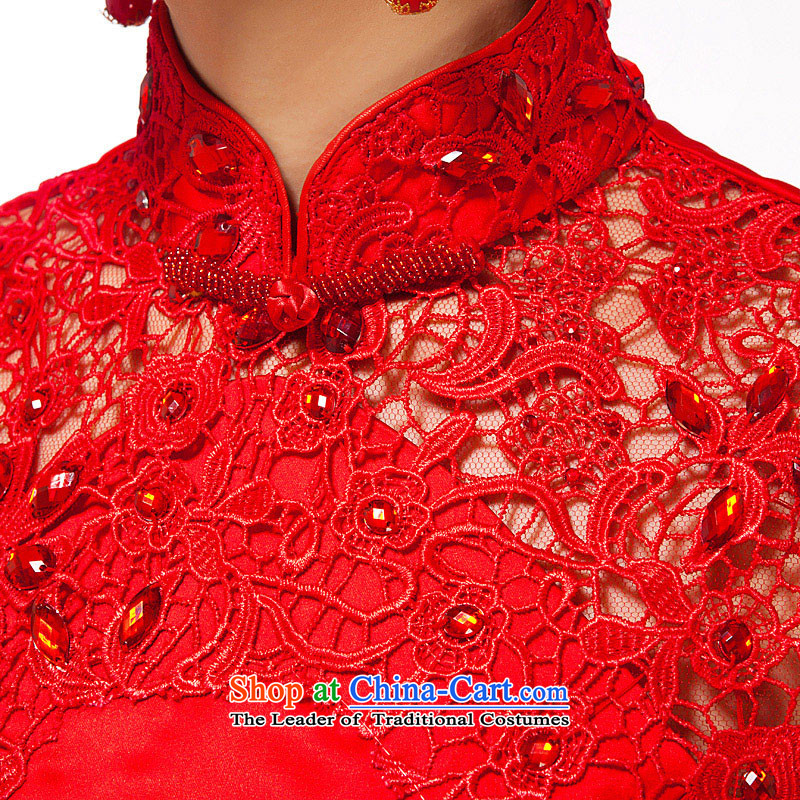 Time the new autumn 2015 Syria bridal dresses qipao marriage bows services red collar embroidery short of Chinese Dress RED M Time Syrian shopping on the Internet has been pressed.